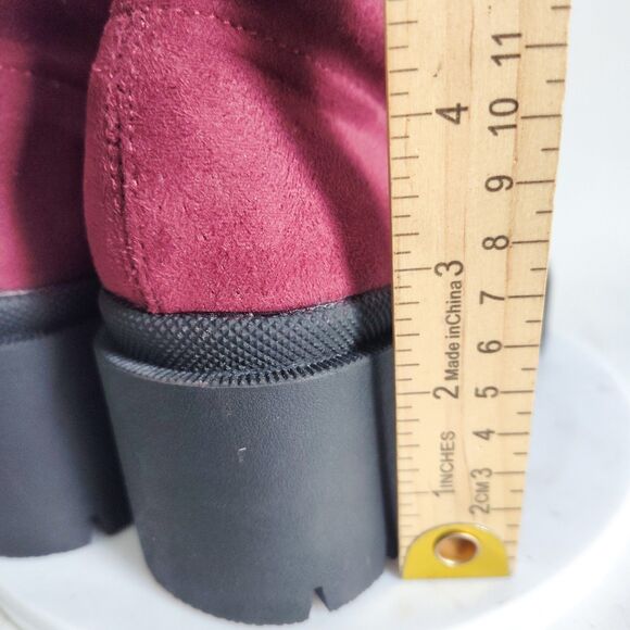 Wild Diva Thigh High Over The Knee Sock Boots Size 6.5 Faux Suede Burgundy Vegan - Picture 10 of 13